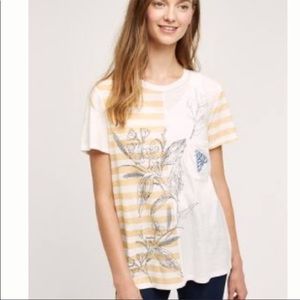 Anthropologie Postmark Embroidered Pocket Tee